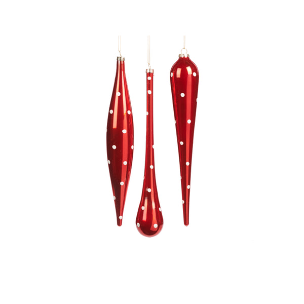 Red Polka Dot Glass Icicle