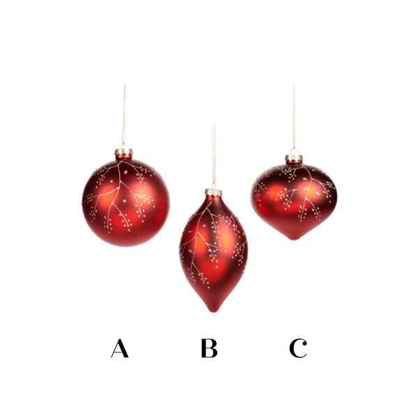 Red & Gold Embellished Glass Bauble