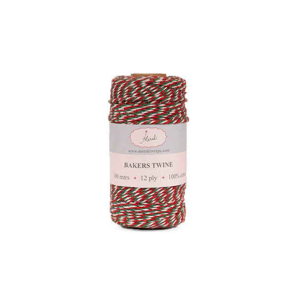 Bakers Twine- Dark Green, Red, White