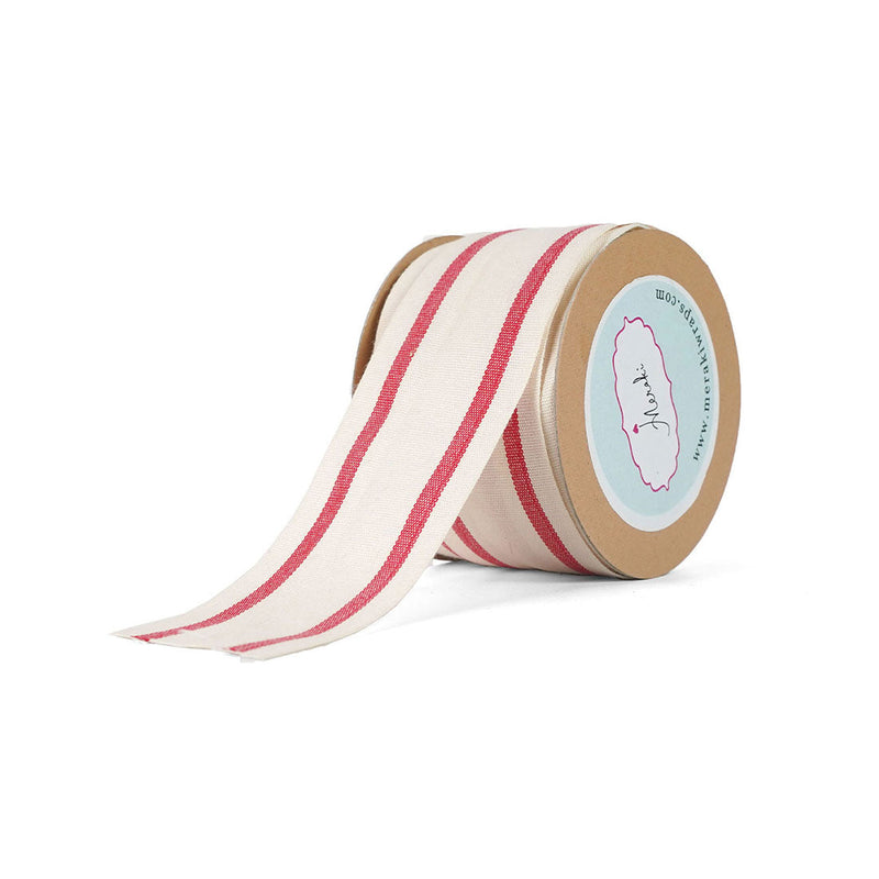 Natural Cotton Ribbon Red Wide