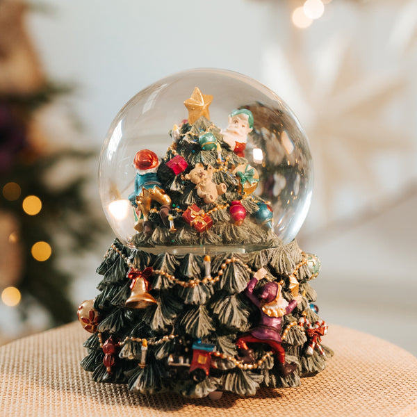 Christmas Tree Snow Globe Music Decor