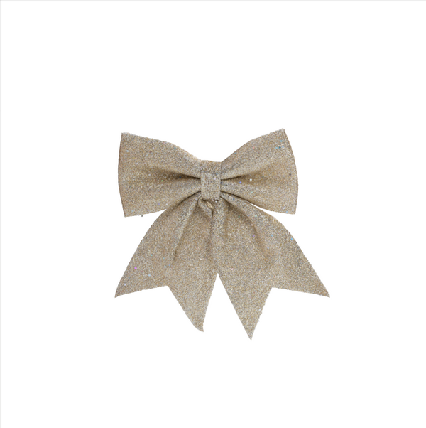Champagne Glitter Bow Christmas Ornament