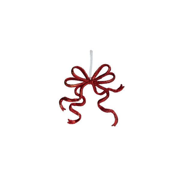 Red Fancy Bow Christmas Hanging Ornament