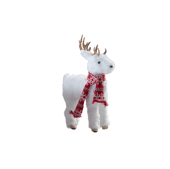 White Fur Fancy Christmas Reindeer Table Top