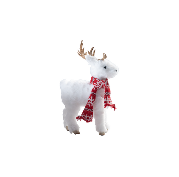 White Fur Fancy Christmas Reindeer Table Top