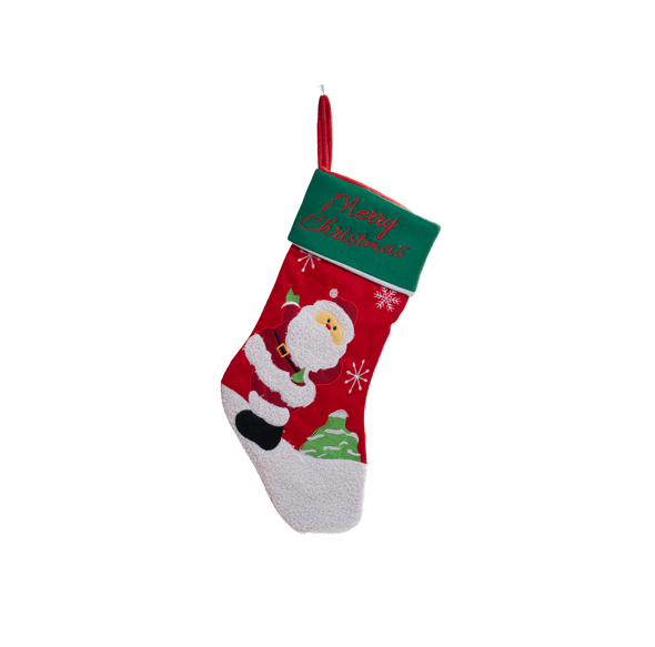 Red & Green Merry Christmas Stocking - 43 cm