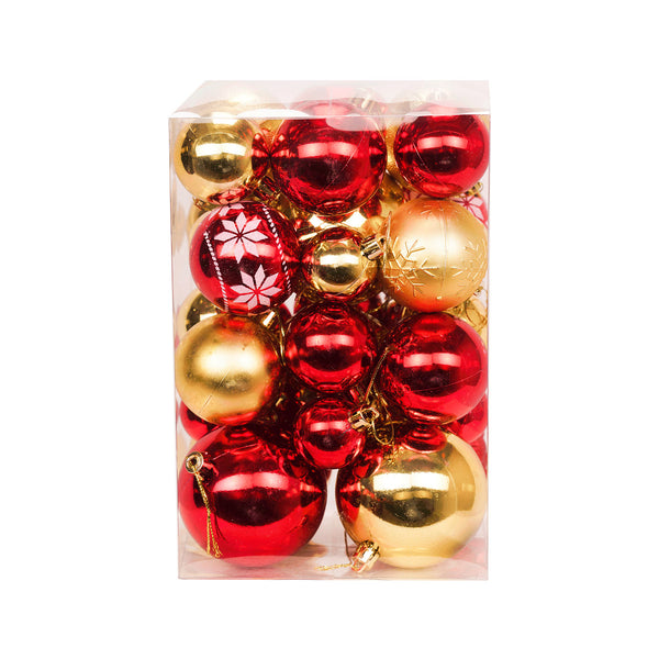 Set of 34 Red & Gold Decorative Baubles