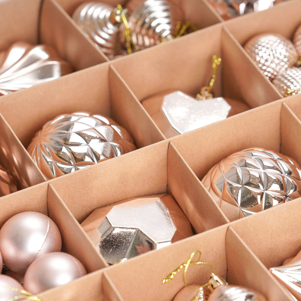 Set of 40 Mixed Champagne Gold Decorative Baubles