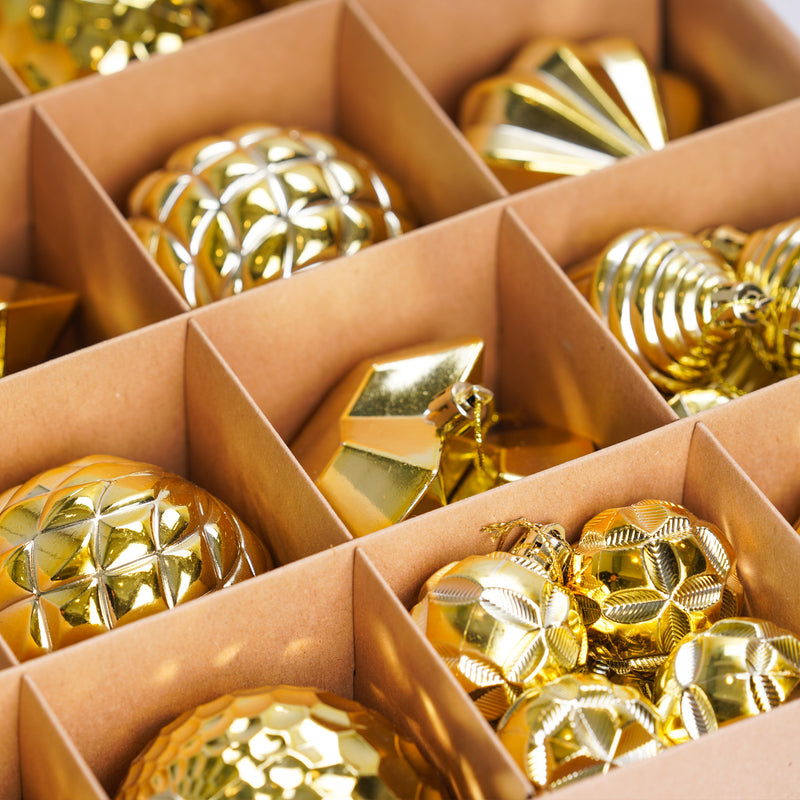 Set of 40 Mixed Gold Decorative Baubles
