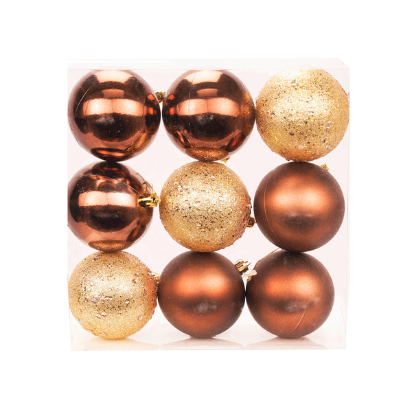 Set of 9 Fancy Christmas Baubles - 8cm