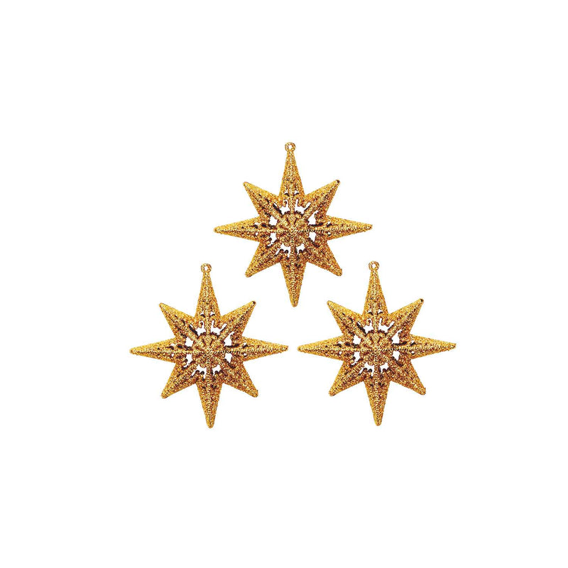 Set of 3 Sparkling Stars Ornament