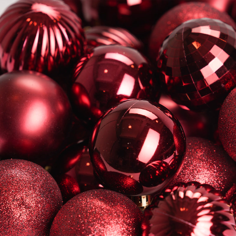 Set of 34 Premium Baubles - 6cm (Maroon)
