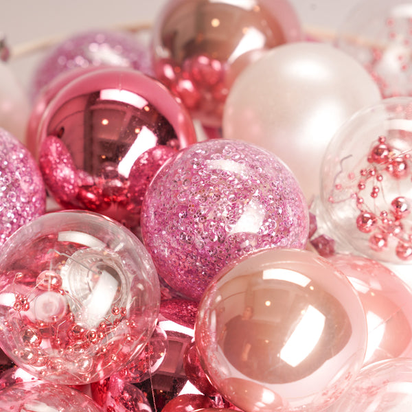 Set of 30 Decorative Christmas baubles - 6cm (Pink)