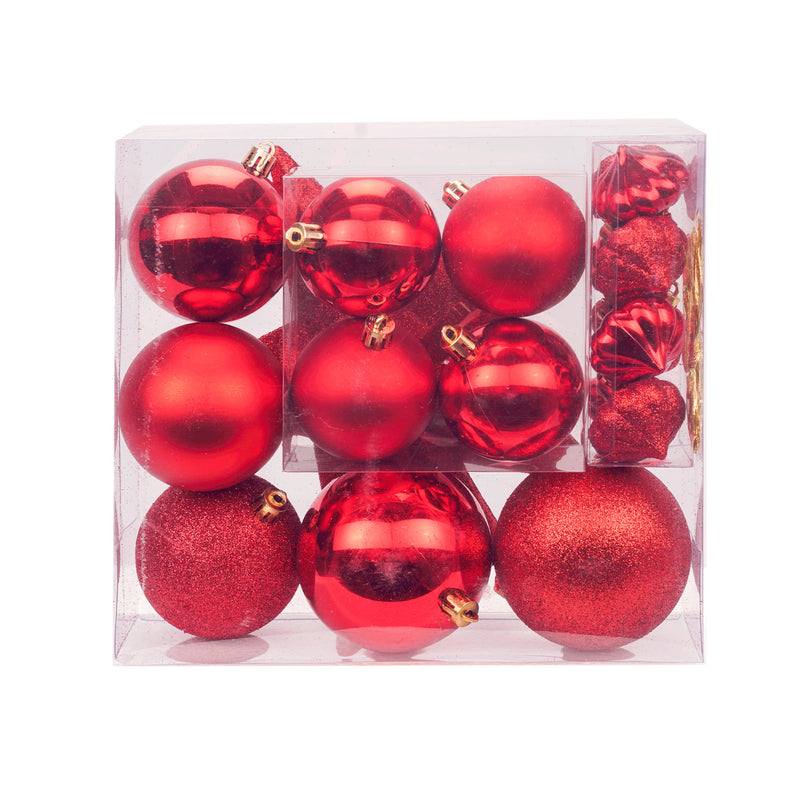 Set of 18 Assorted Red Christmas Ornaments