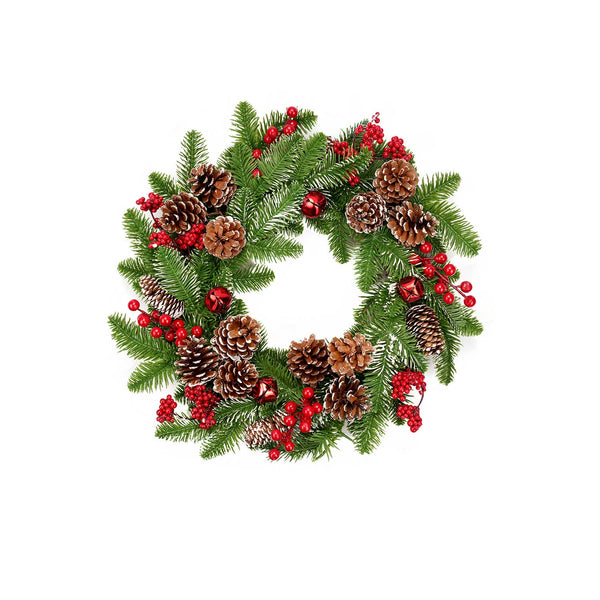 Christmas Wreath with Red Cherries & Pinecone