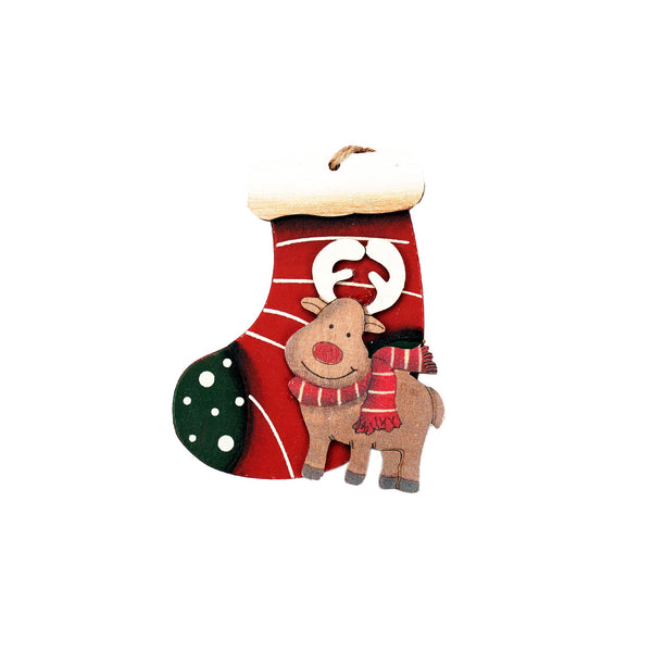 Wooden Christmas Tree Ornament (Red Stocking)