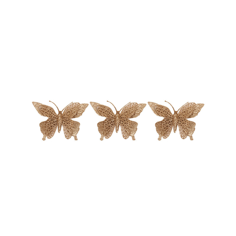 Set of 3 Glitter Butterfly Ornaments