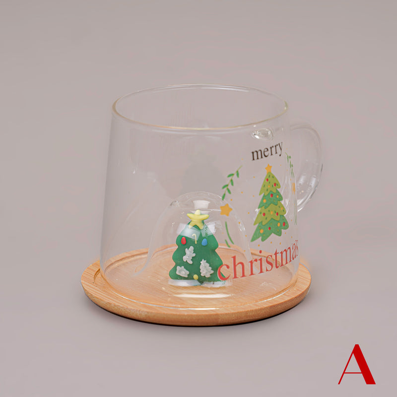 Christmas Glass Mug With Xmas Tree Lid