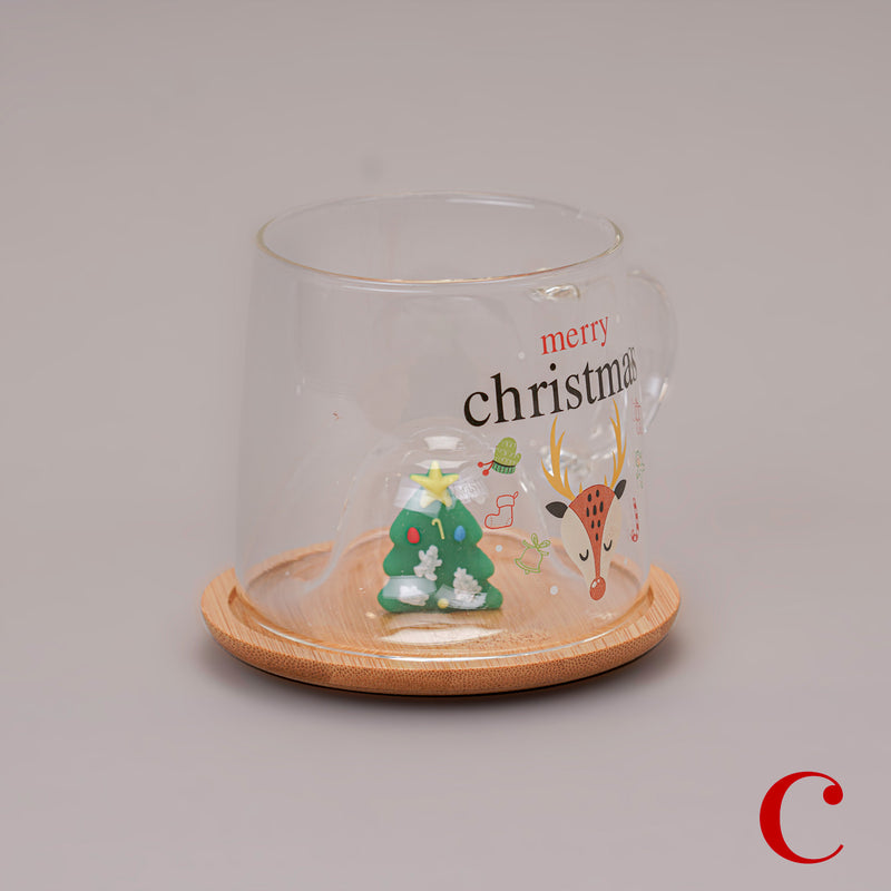 Christmas Glass Mug With Xmas Tree Lid