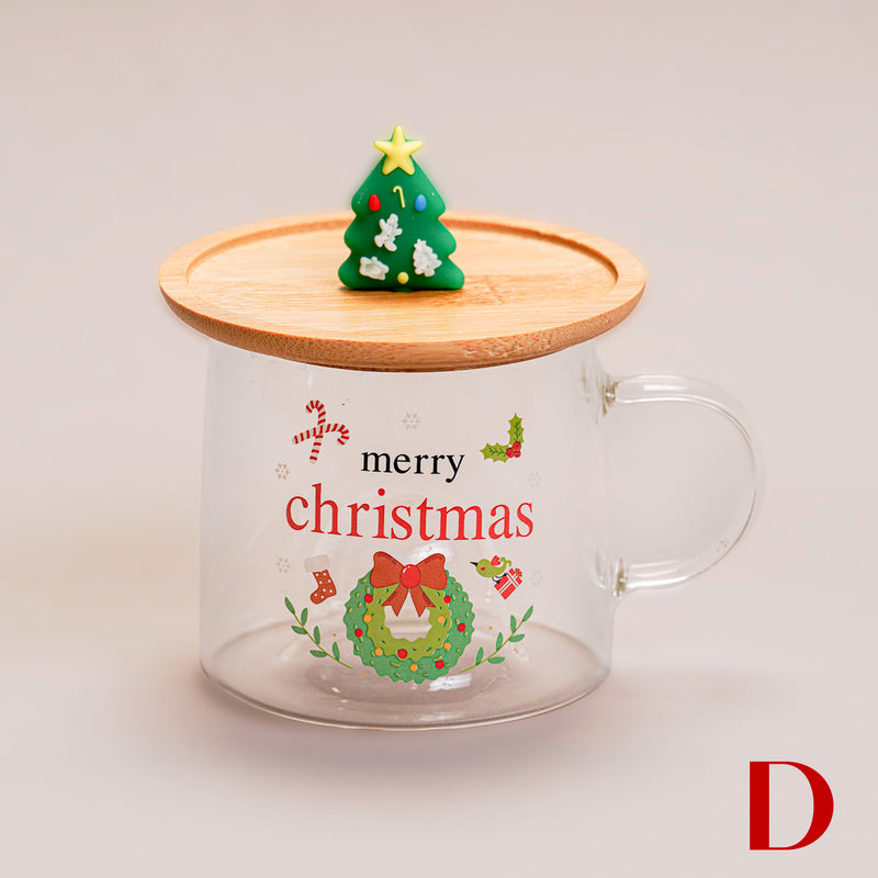 Christmas Glass Mug With Xmas Tree Lid