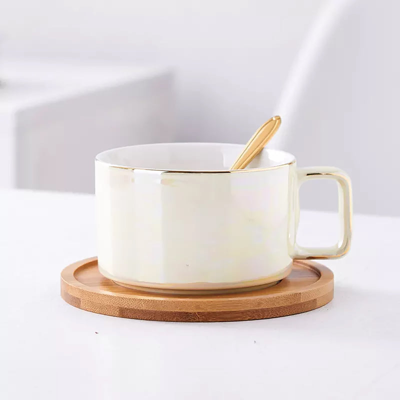 Holographic Coffee Mug with Wooden Coaster & Spoon