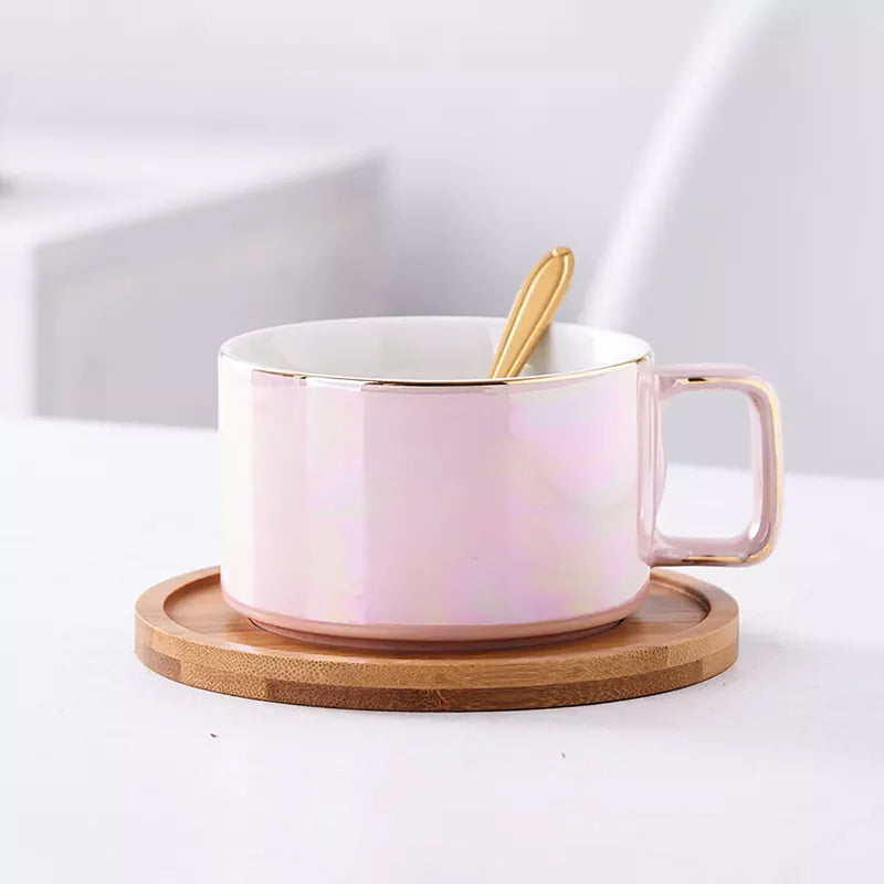 Holographic Coffee Mug with Wooden Coaster & Spoon