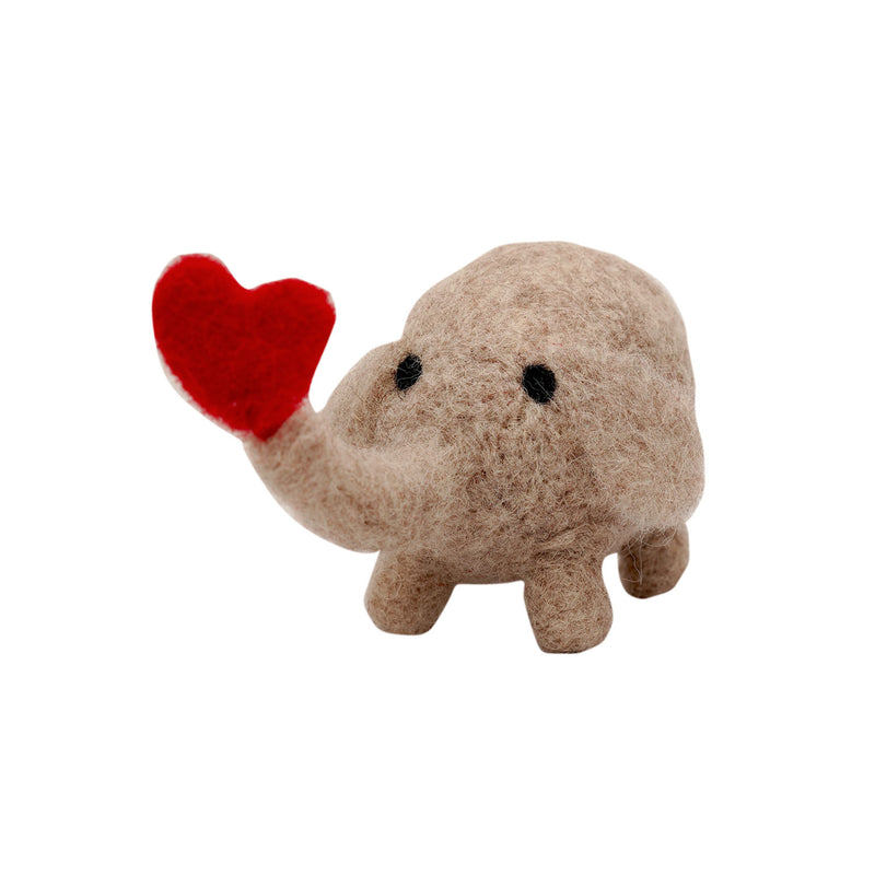Handmade Woolen Elephant with Red Heart