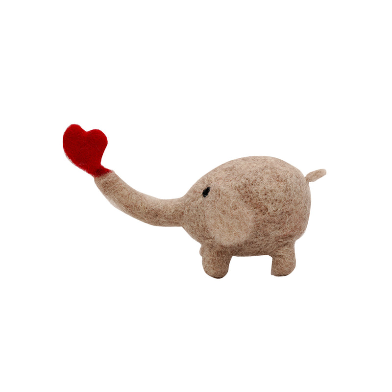 Handmade Woolen Elephant with Red Heart