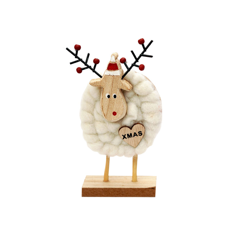 Handmade Woolen Reindeer with Wooden Stand