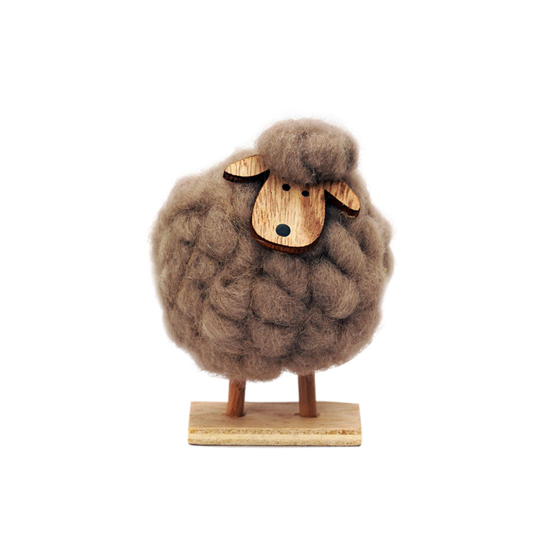 Handmade Woolen Sheep With Wooden Stand