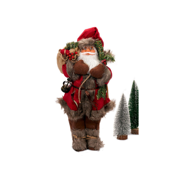 Red and Grey Sweater Santa With Woods - 30cm