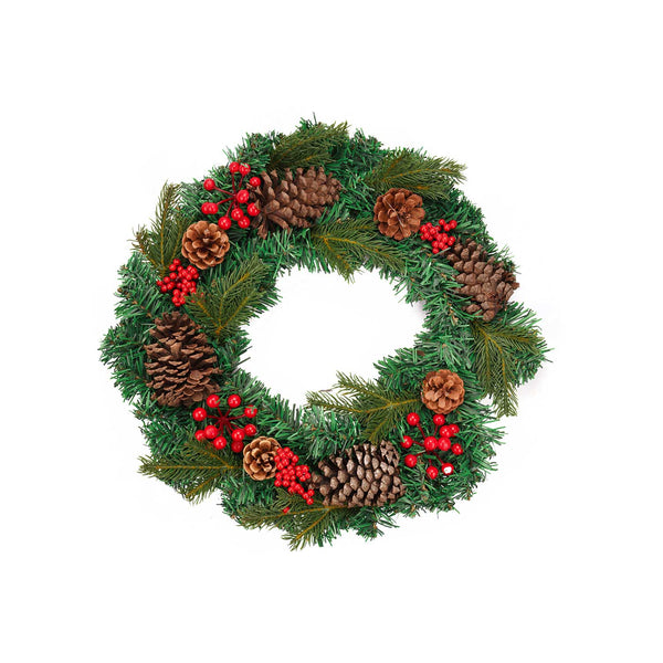 Christmas Wreath with Pinecones and Berries