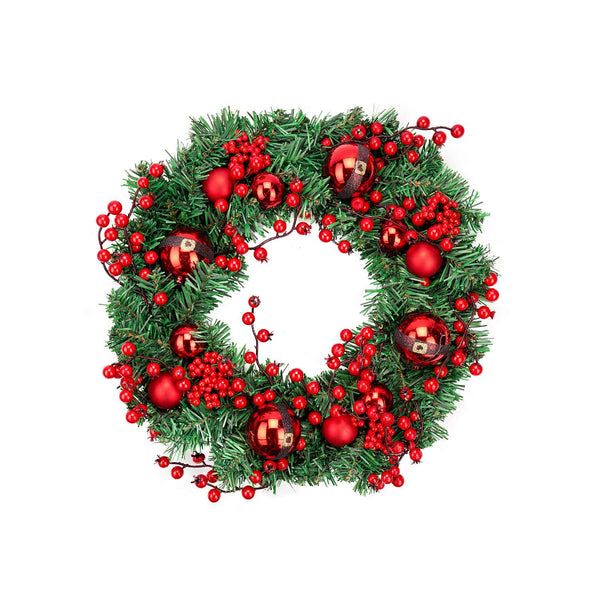 Christmas Wreath with Red Baubles