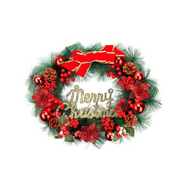 Red Christmas Wreath with Bow RIbbon