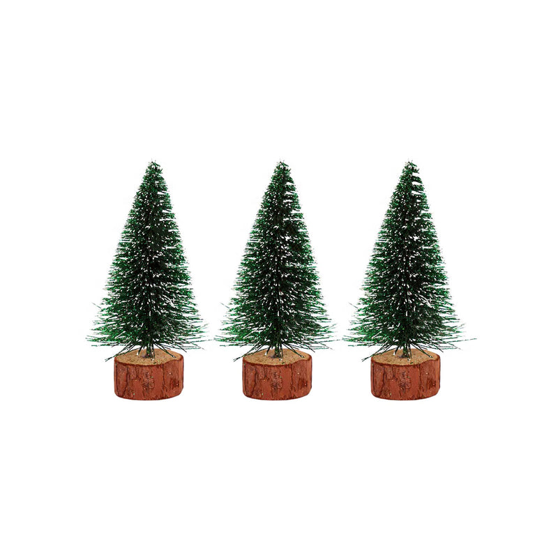 Set of 3 Green Mini Bottle Brush Trees -10cm