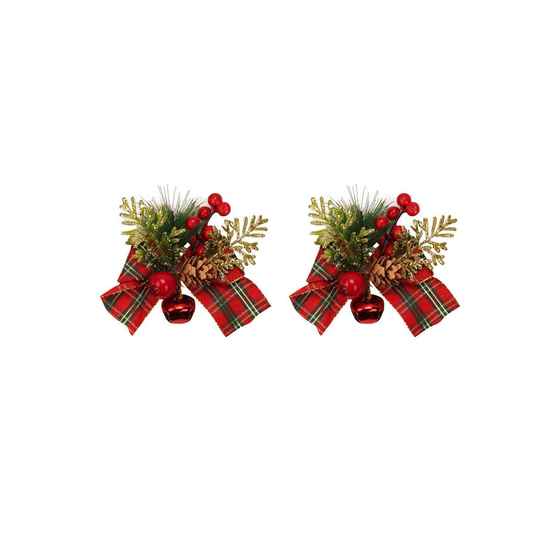 Set of 2 Red Bows with Bells