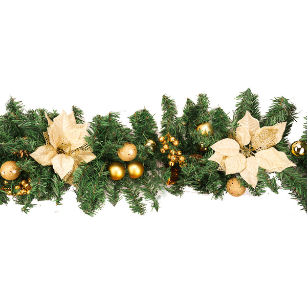 Christmas Garland With Gold Ornaments