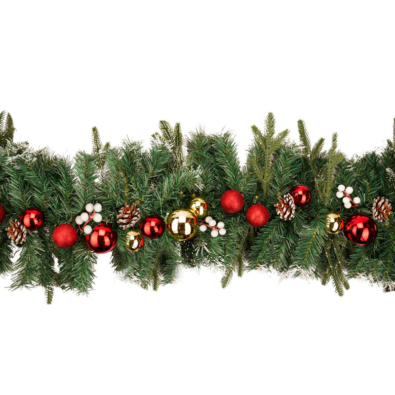 Premium PE & PVC Christmas Garland with Baubles and Pinecone- 2.7m